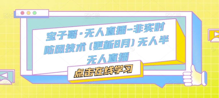 宝子哥·无人直播-非实时防风技术(更新25年7月)无人半无人直播