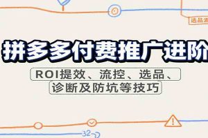 拼多多付费推广进阶，ROI提效、流控、选品、诊断及防坑等技巧