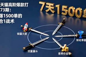 （16200期）淘宝天猫高阶爆款打造课73期：7天爆1500单的4剑合1战术