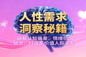 人性需求洞察秘籍，破解认知偏差，情绪价值输出，打造高价值人际关系