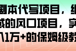 AI+剧本代写项目，细分领域的风口项目，实测月入1万+的保姆级教程